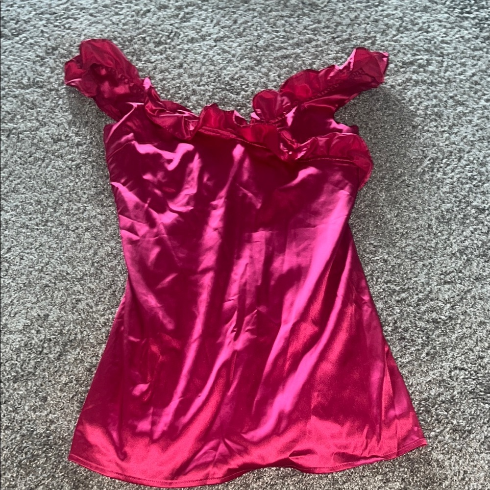 Elegant Pink Satin Off-Shoulder dress